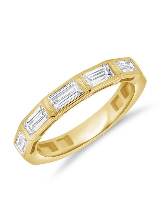0.85CT BAGUETTE DIAMOND BEZEL SET HALFWAY RING