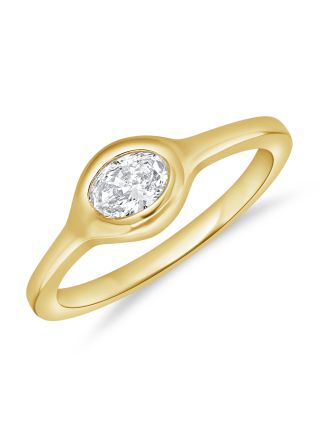 0.33CT OVAL SHAPE DIAMOND SOLITAIRE BEZEL RING