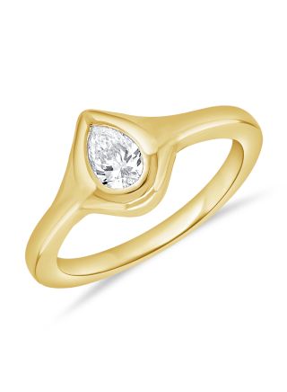 .24CT PEAR SHAPE DIAMOND BEZEL SOLITAIRE RING