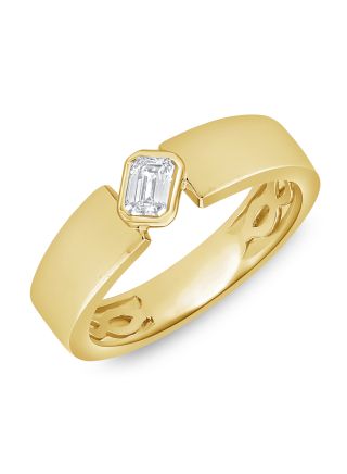 0.21CT EMERALD SHAPE DIAMOND BEZEL SOLITAIRE RING