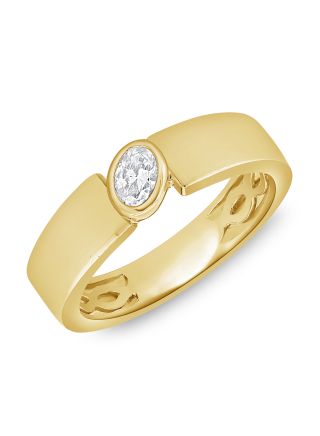 0.19CT OVAL SHAPE DIAMOND BEZEL SOLITAIRE RING