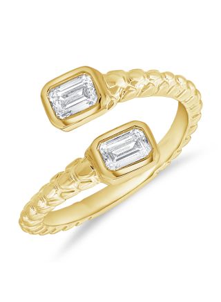 0.68CT EMERALD SHAPE DIAMOND BEZEL SET WRAP RING