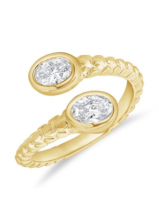 0.66CT OVAL SHAPE DIAMOND BEZEL SET WRAP RING