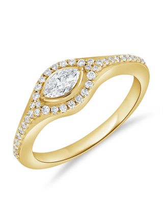 0.63CT MARQUISE SHAPE AND ROUND DIAMOND RING