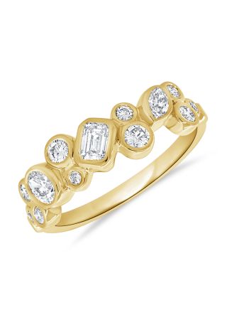 0.68CT EMERALD SHAPE, OVAL SHAPE, MARQUISE SHAPE AND ROUND DIAMOND BEZEL RING