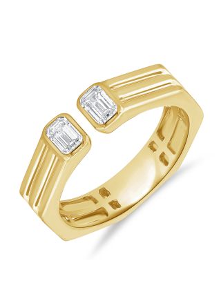 0.44CT EMERALD SHAPE DIAMOND WRAP RING