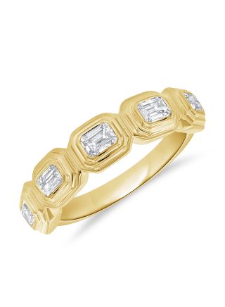 .71CT EMERALD SHAPE DIAMOND BEZEL SET HALFWAY RING