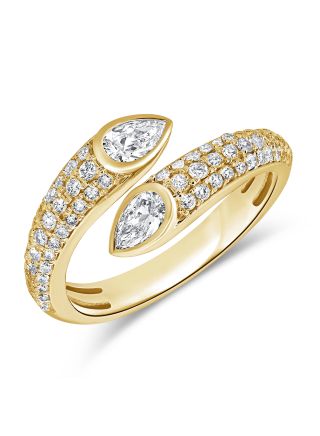 0.88CT PEAR SHAPE AND ROUND DIAMOND WRAP RING