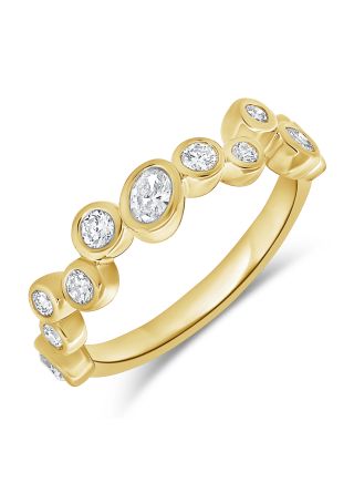 0.67CT OVAL SHAPE AND ROUND DIAMOND BEZEL SET RING