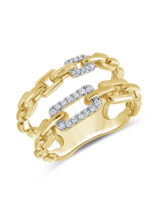 0.12CT DIAMOND PAPERCLIP LINK RING