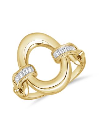 .21CT BAGUETTE DIAMOND OVAL CHANNEL SET LINK CHAIN RING