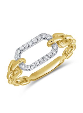 0.12CT DIAMOND PAPERCLIP LINK RING