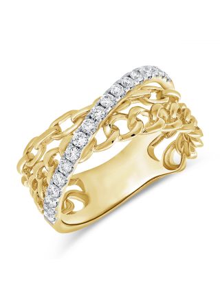 0.37CT DIAMOND CROSSOVER LINK RING