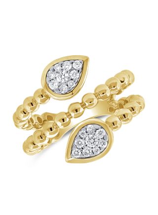 0.30CT DIAMOND BALL PEAR PAVE WRAP RING