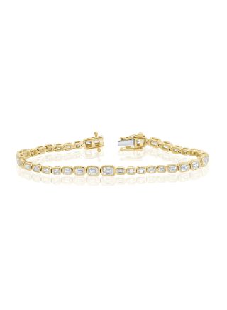 4.87CT EMERALD SHAPE DIAMOND GRADUATED BEZEL SET TENNIS BRACELET