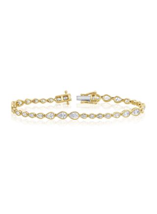 4.59CT PEAR SHAPE DIAMOND GRADUATED BEZEL SET TENNIS BRACELET