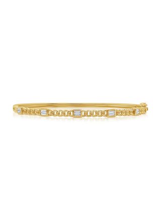 .28CT BAGUETTE DIAMOND BEZEL SET LINK BANGLE