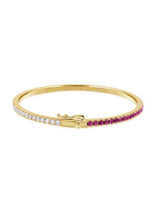 2.51CT PINK SAPPHIRE AND DIAMOND BANGLE