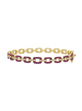 1.40CT PINK SAPPHIRE AND DIAMOND LINK BANGLE