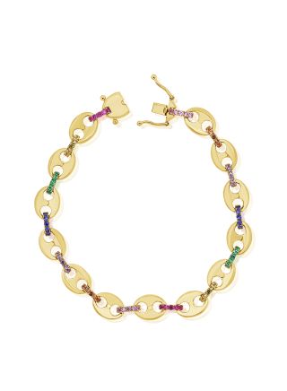 1.32CT RAINBOW COLOR MARINER LINK BRACELET