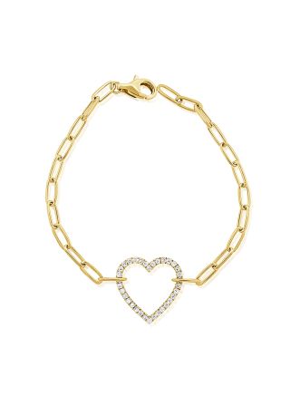 .49CT DIAMOND OPEN HEART LINK CHAIN BRACELET