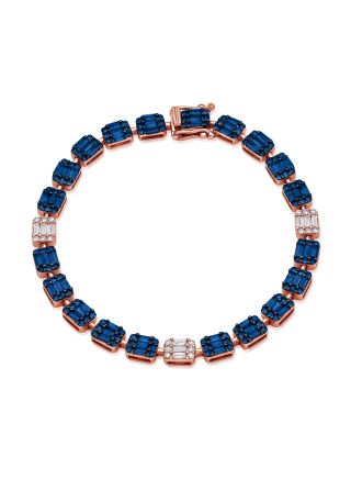 6.59CT SAPPHIRE AND DIAMOND TENNIS BRACELET