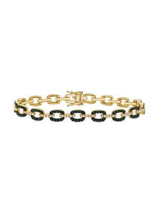 2.96CT EMERALD AND DIAMOND PAPERCLIP LINK BRACELET