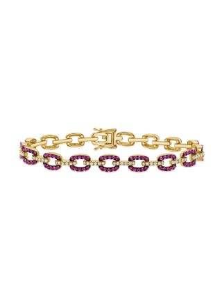 2.96CT PINK SAPPHIRE AND DIAMOND PAPERCLIP LINK BRACELET