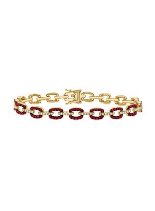 2.96CT RUBY AND DIAMOND PAPERCLIP LINK BRACELET