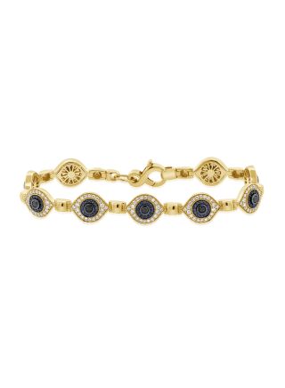 2.53CT BLACK DIAMOND, SAPPHIRE AND DIAMOND EVIL EYE BRACELET