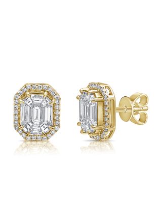 1.81CT PIE CUT DIAMOND ILLUSION STUD EARRINGS