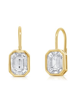1.59CT PIE CUT DIAMOND BEZEL LEVERBACK EARRINGS
