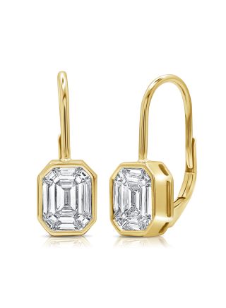 1.14CT PIE CUT DIAMOND ILLUSION LEVERBACK EARRINGS