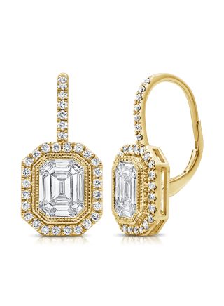 1.60CT PIE CUT AND ROUND DIAMOND ILLUSION LEVERBACK EARRINGS
