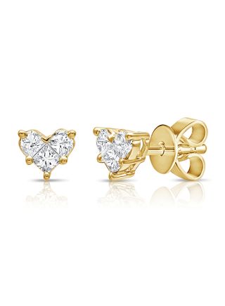 .56CT PIE CUT DIAMOND HEART STUD EARRINGS