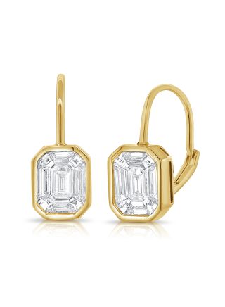 .78CT PIE CUT DIAMOND BEZEL LEVERBACK EARRINGS