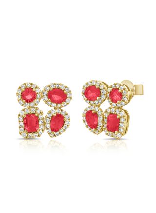 1.73CT EMERALD AND DIAMOND STUD EARRINGS