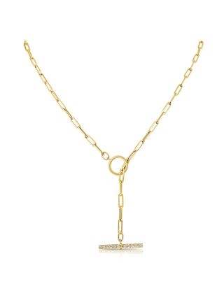 .39CT DIAMOND PAPERCLIP LINK TOGGLE NECKLACE