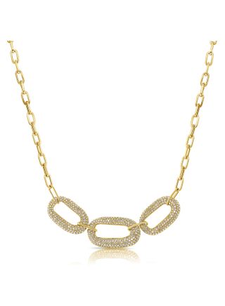 1.44CT DIAMOND PAPERCLIP LINK STATION NECKLACE