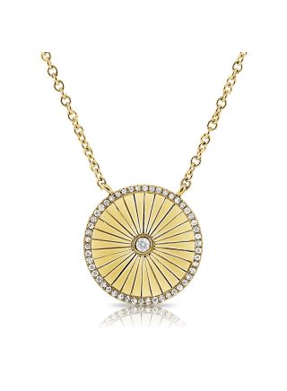 .16CT DIAMOND FLUTED DISC PENDANT NECKLACE
