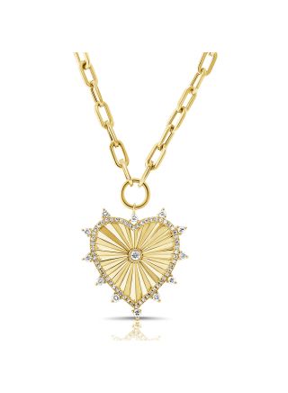 .35CT DIAMOND FLUTED HEART PENDANT NECKLACE