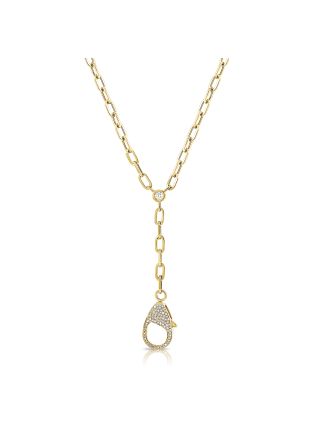 .27CT DIAMOND LOBSTER LOCK PAPERCLIP LINK LARIAT NECKLACE