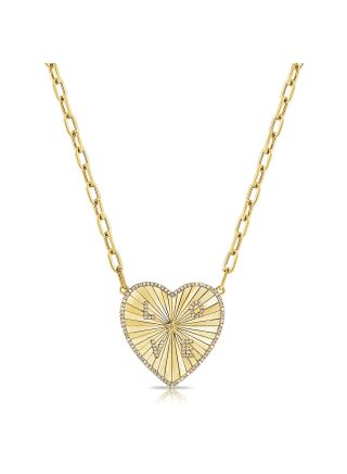 .29CT DIAMOND FLUTED HEART PAPERCLIP PENDANT NECKLACE