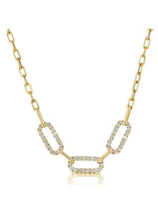 1.38CT DIAMOND PAPERCLIP LINK STATION NECKLACE