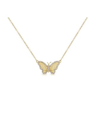 .15CT DIAMOND FLUTED BUTTERFLY PENDANT NECKLACE