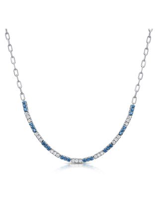 2.24CT SAPPHIRE AND DIAMOND PAPERCLIP NECKLACE