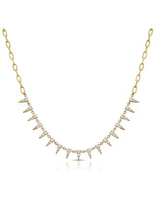 1.82CT DIAMOND SPIKE STATION PAPERCLIP LINK NECKLACE