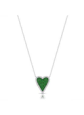 1.37CT EMERALD AND DIAMOND HEART NECKLACE