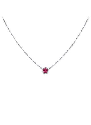 .28CT PINK SAPPHIRE AND DIAMOND FLOWER PENDANT NECKLACE