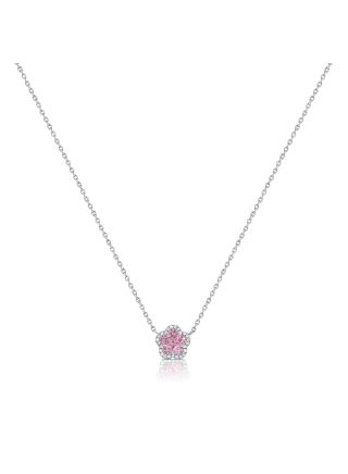 .72CT PINK SAPPHIRE AND DIAMOND FLOWER NECKLACE